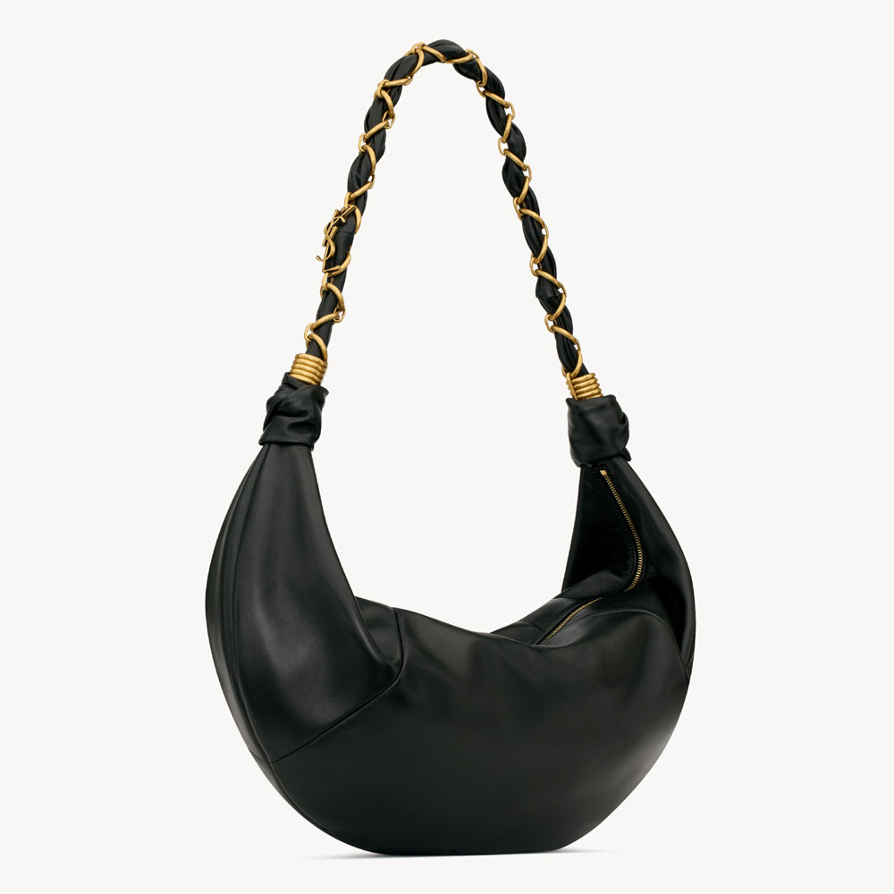 YSL Amalia Hobo In Lambskin In Black 862210 AACX7 1000: Image 4