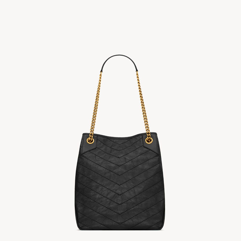 YSL Niki Small Shopping In Vintage Leather In Black 862295 0EN07 1000: Image 2