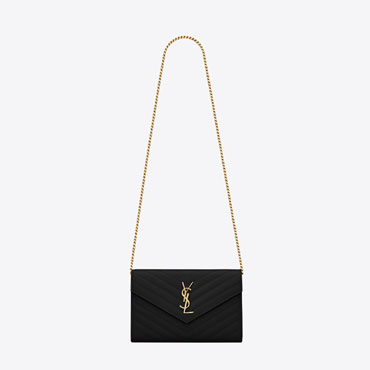 YSL Cassandre Matelasse Chain Wallet In Grain De Poudre 377828 BOW01 1000