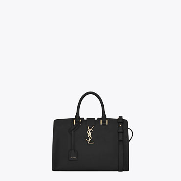 Saint Laurent Small Cabas Ysl Bag In Black Leather 45322220UO