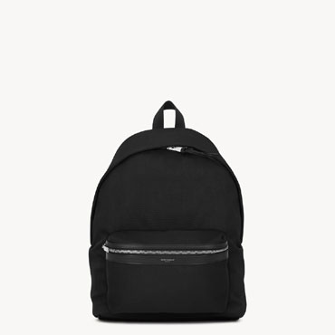 YSL City Backpack In Canvas Nylon And Leather In Black 534967 FAEYY 1000