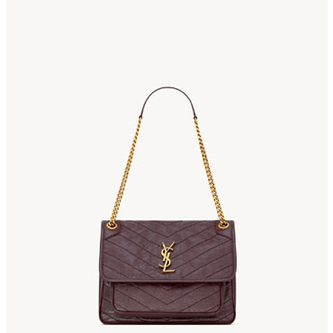YSL Niki Medium In Vintage Leather in Burgundy 633184 0EN07 6195