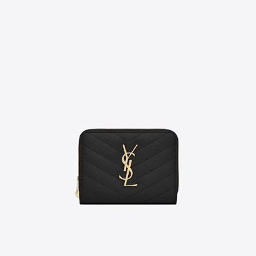 YSL Cassandre Matelasse Compact Zip Around Wallet 668288 BOW01 1000