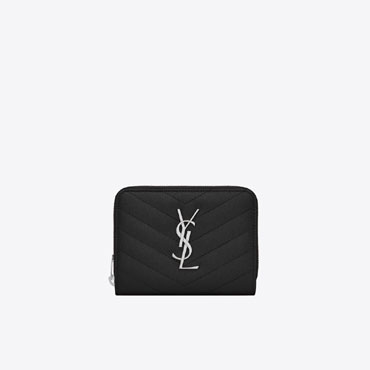 YSL Cassandre Matelasse Compact Zip Around Wallet In Grain 668288 BOW02 1000