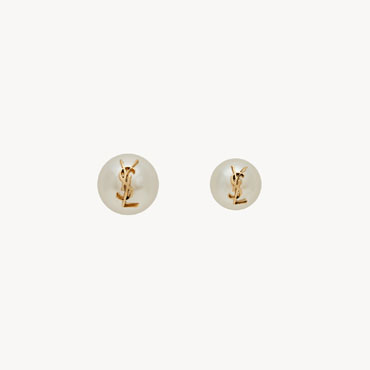 YSL Cassandre Pearl Earrings In Metal In Gold 691563 Y1526 9018