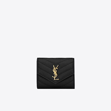 YSL Cassandre Matelasse Multi-Folded Wallet Grain De Poudre 692061 BOW01 1000