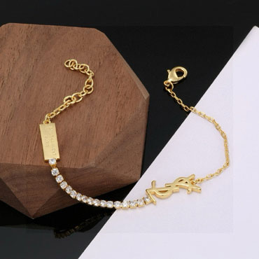 YSL Cassandre Charm Bracelet Rhinestone In Gold 712345 Y1526 8030