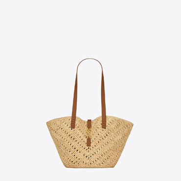 YSL Panier Small In Raffia And Vegetable-Tanned Leather 751240 GAADJ 2080