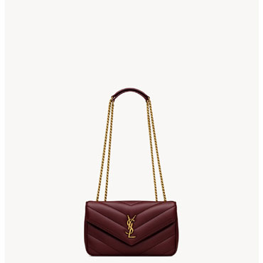 YSL Loulou Small In Matelasse Lambskin in Burgundy 801437 AAEAX 6197