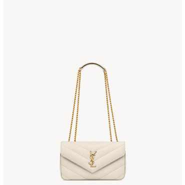 YSL Loulou Small In Matelasse Lambskin in White 801437 AAEAX 9207
