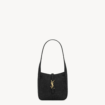 YSL Le 5 a 7 Supple Baby In Silk Satin And Crystals In Black 809464 FADSQ 1000