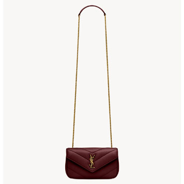 YSL Loulou Mini In Lambskin in Burgundy 821749 AAEAX 6197