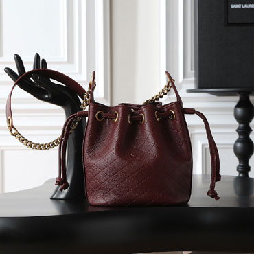 YSL Cassandre Bucket Bag In Lambskin in Burgundy 840886 1EL07 6195