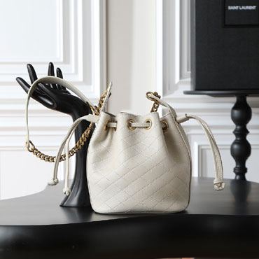 YSL Cassandre Bucket Bag In Lambskin in White 840886 1EL07 9207