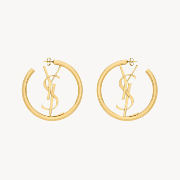 YSL Cassandre Hoop Earrings In Metal In Gold 868176 Y1500 7005