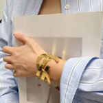 YSL Cassandre Cuff In Metal In Gold 851101 Y1500 7005