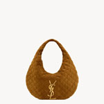 YSL Icare Hobo In Quilted Suede In Brown 858160 AAF9P 2916