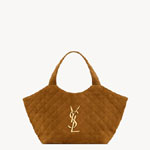 YSL Icare Medium In Quilted Suede In Brown 858191 AAF9P 2916