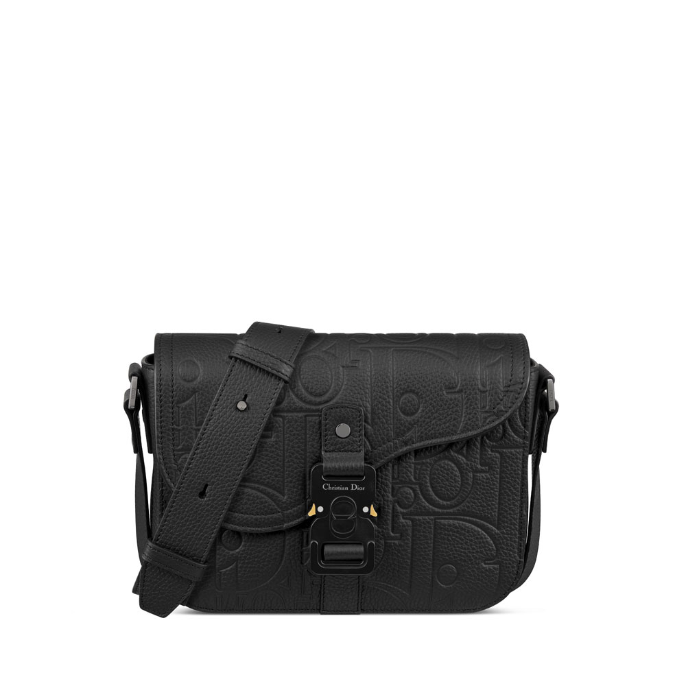 Dior Small Saddle Messenger Bag with Flap in Black 1ADPO049LLG H00N: Image 1