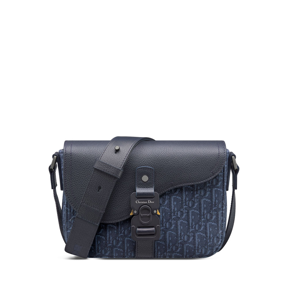 Dior Small Saddle Messenger Bag with Flap in Navy Blue 1ADPO049YKS H53E: Image 1