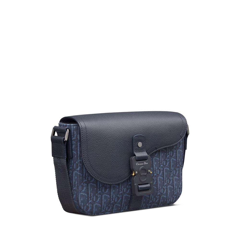 Dior Small Saddle Messenger Bag with Flap in Navy Blue 1ADPO049YKS H53E: Image 2