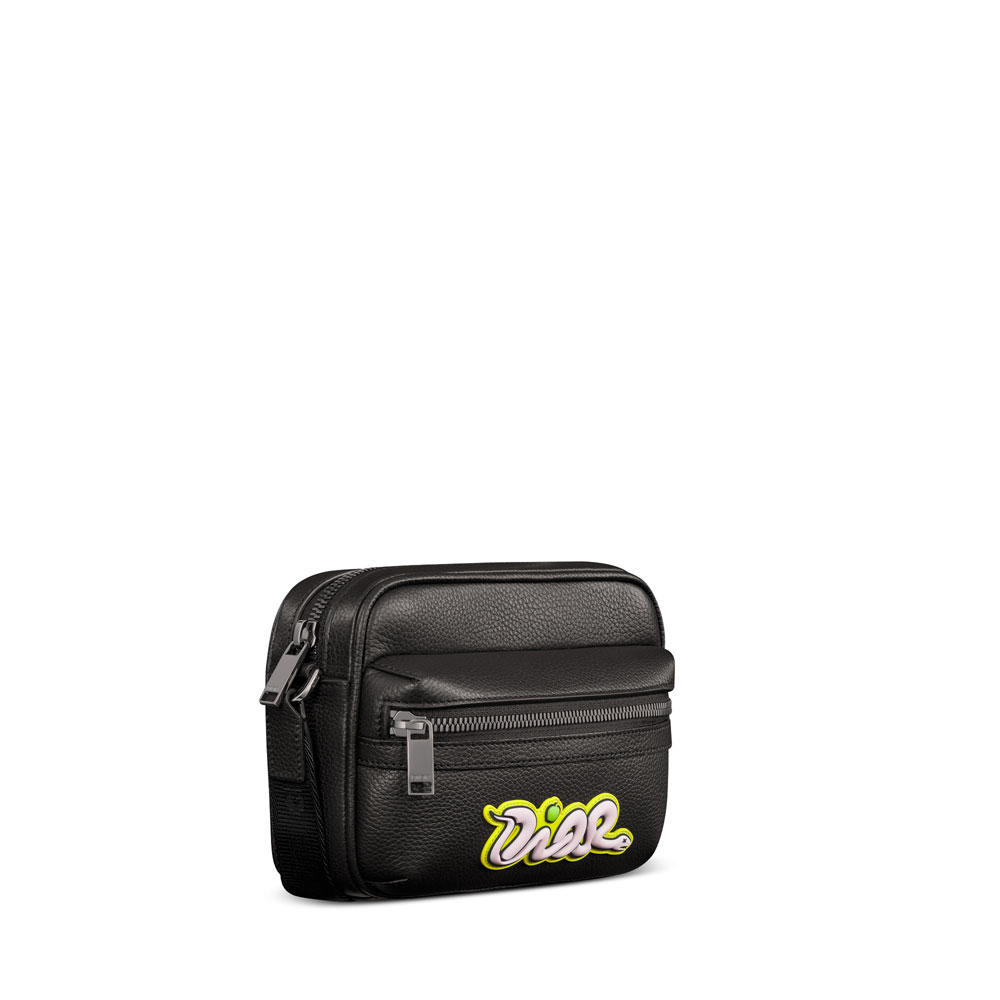 Dior and KAWS Mini Rider 2.0 Zipped Messenger in Black 2ESWS034OYY H958: Image 2