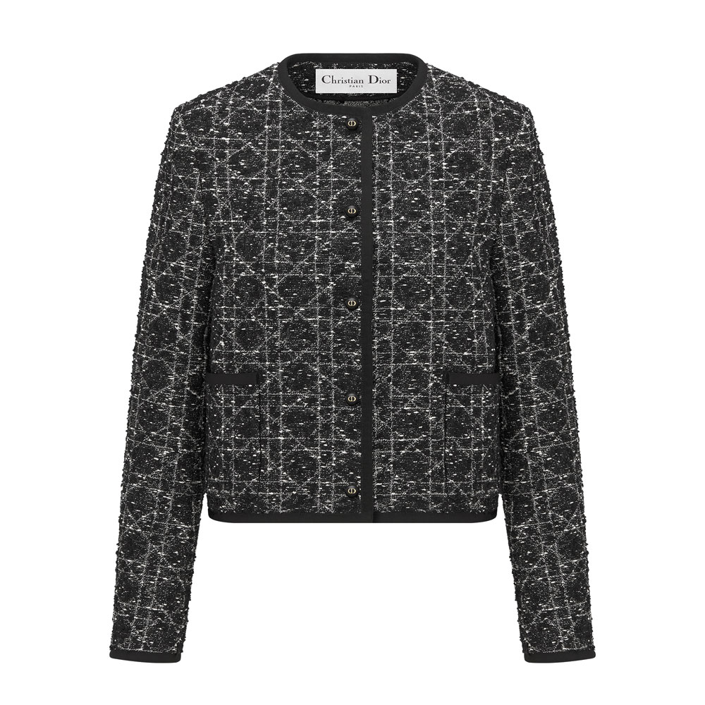 Dior Macrocannage Cropped Jacket in Black 421V58A7795 X9101: Image 1