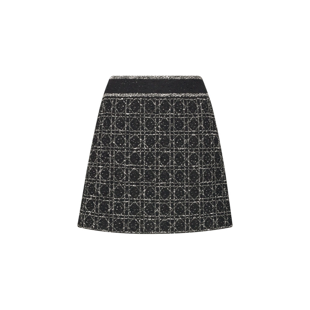 Dior Macrocannage Flared Miniskirt in Black 424J03AM752 X9101: Image 1