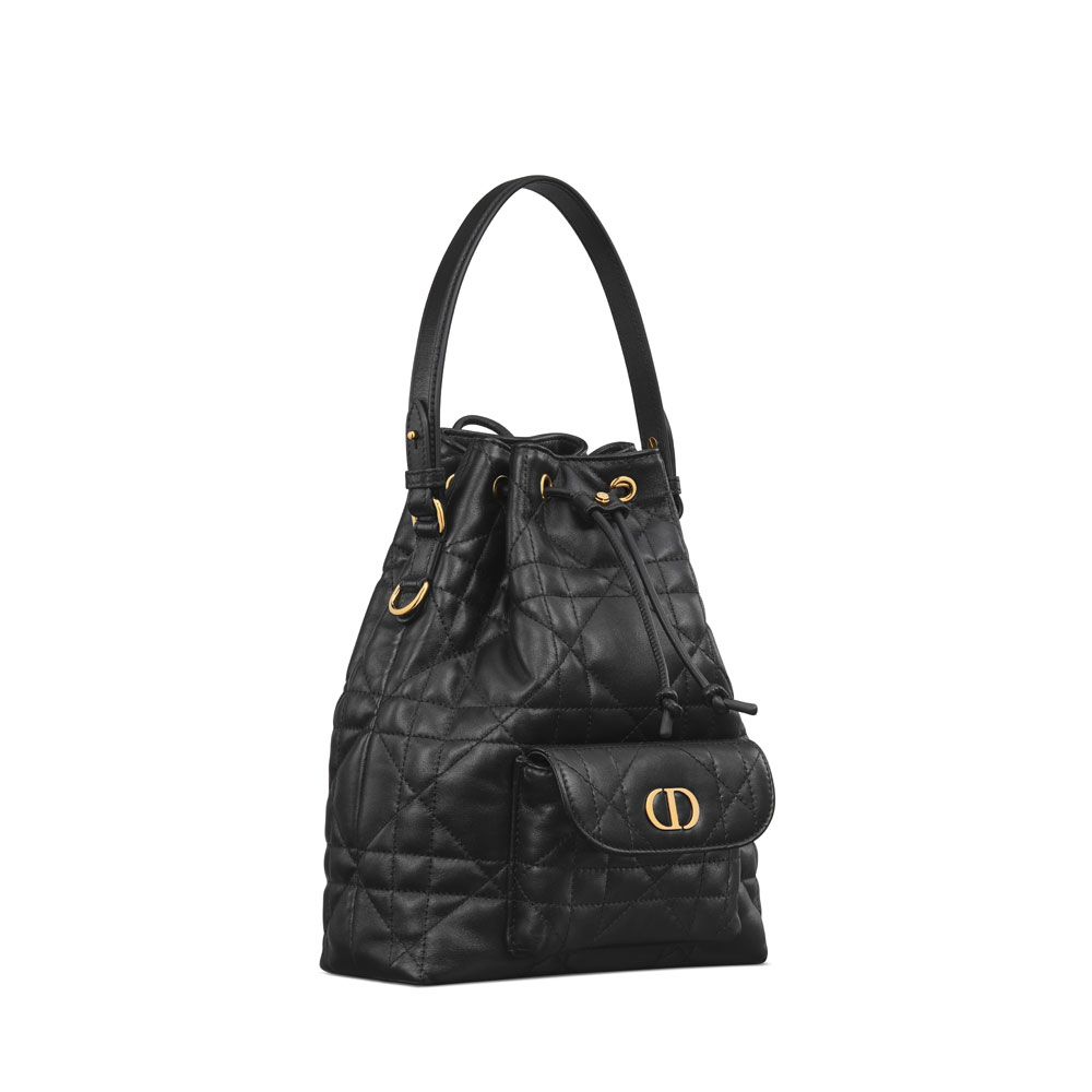 Small Dior Caro Bucket Bag in Black M3372UNOZ M900: Image 2