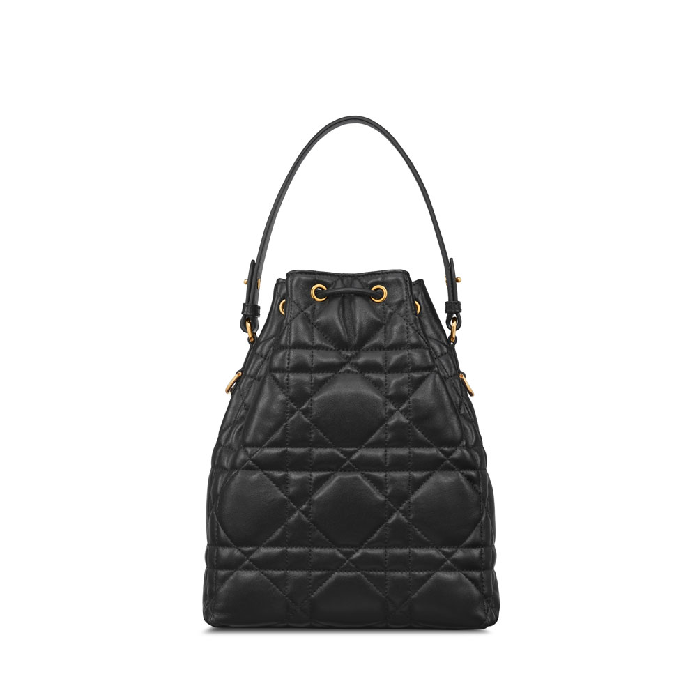 Small Dior Caro Bucket Bag in Black M3372UNOZ M900: Image 3
