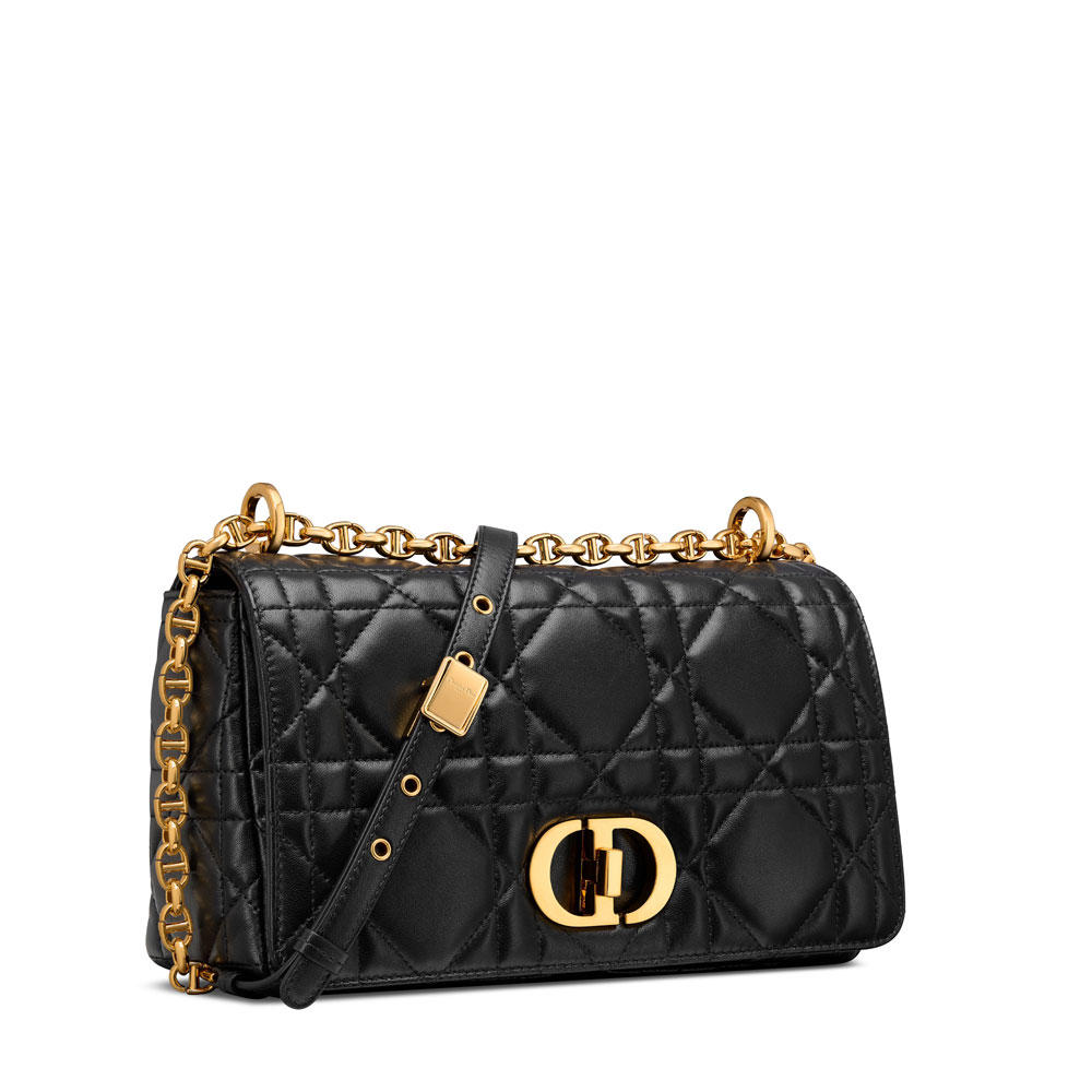 Medium Soft Dior Caro Bag in Black M9253UHPA M900: Image 2