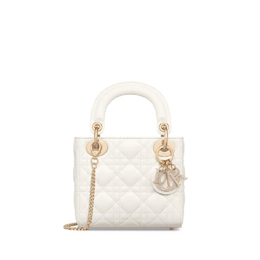 Mini Lady Dior Bag in White M0505ONUL M030