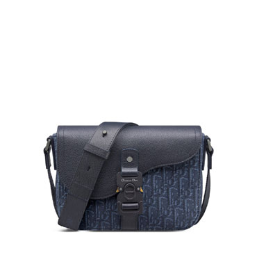 Dior Small Saddle Messenger Bag with Flap in Navy Blue 1ADPO049YKS H53E