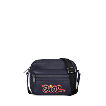 Dior and KAWS Mini Rider 2.0 Zipped Messenger Navy Blue 2ESWS034OYY H06E