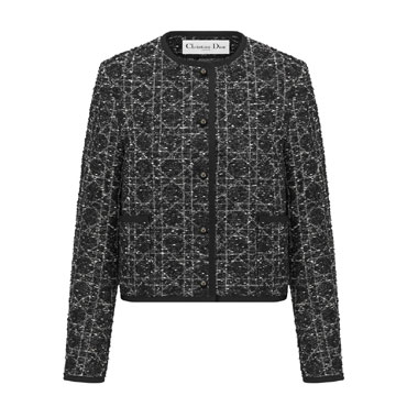Dior Macrocannage Cropped Jacket in Black 421V58A7795 X9101