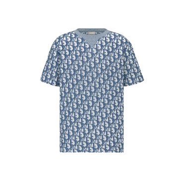 Dior Oblique T-Shirt Relaxed Fit in Blue White 483J646A0906 C185