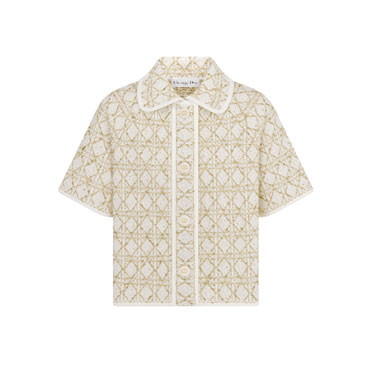 Dior Or Short-Sleeved Cannage Jacket in White Gold 514V13A9520 X1998