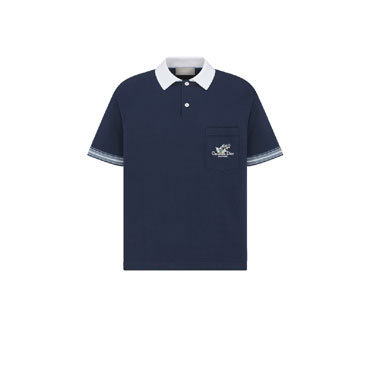 Dior Couture Lily Valley Polo Shirt in Blue 593M810A7024 C580