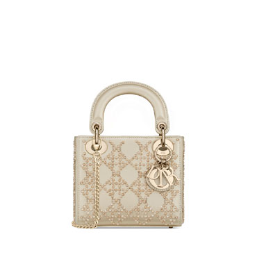 Mini Lady Dior Bag in Platinum-Tone M0505OREJ M971