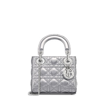 Mini Lady Dior Bag in Silver M0505PWEC M090