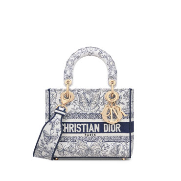 Dior Small Lady D-Lite Bag in White Blue M0531OEEV M086