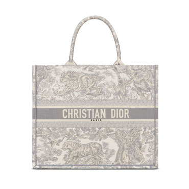Large Dior Book Tote in Ecru Gray M1286ZTDT M20I