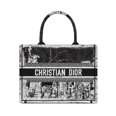 Medium Dior Book Tote in White Black M1296ZEGH M911