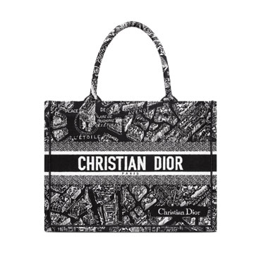 Medium Dior Book Tote in Black White M1296ZOMP M46I