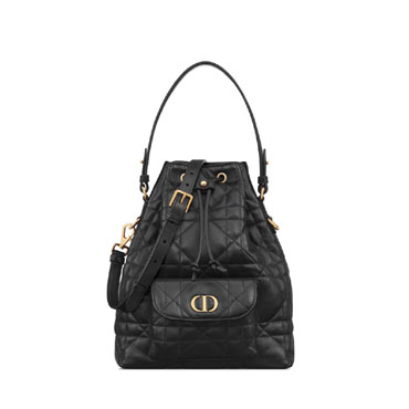 Small Dior Caro Bucket Bag in Black M3372UNOZ M900