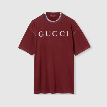 Gucci Cotton jersey T-shirt with print in red 796395 XJG26 6207
