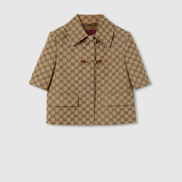 Gucci GG canvas jacket with Horsebit in camel brown 820434 Z8BZF 2580