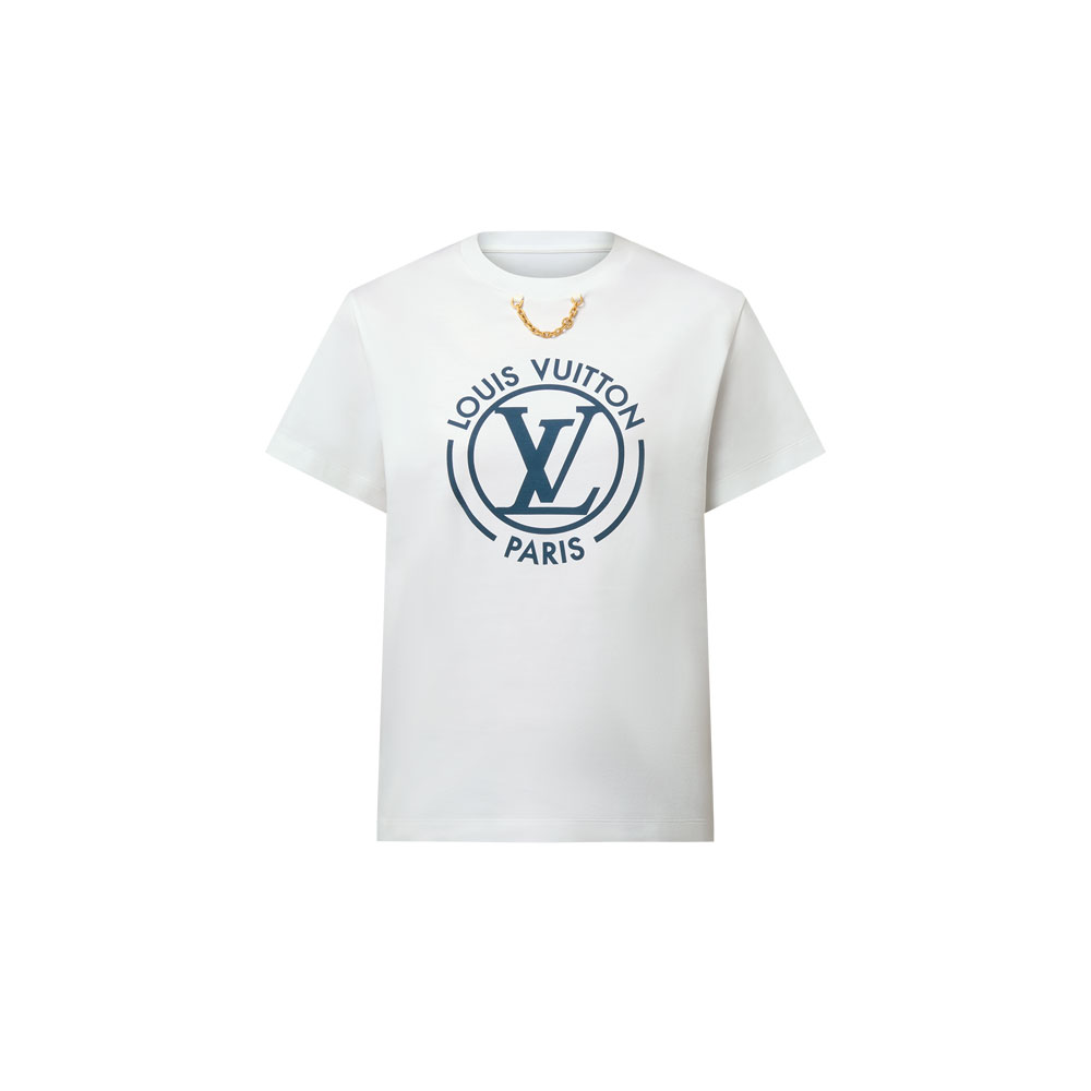 Louis Vuitton Flocked T-Shirt in White 1AHEOU: Image 1