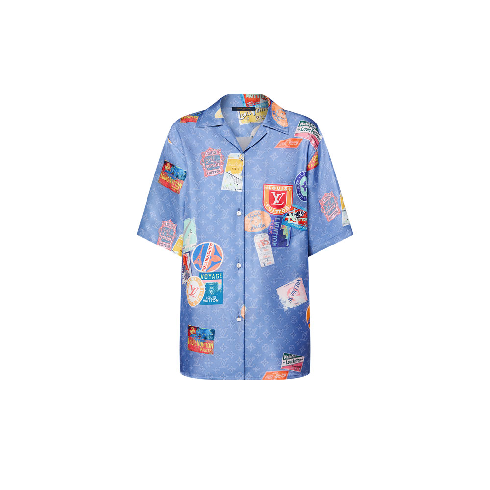 Louis Vuitton Mahina Patch Short-Sleeved Shirt in Blue 1AHGGD: Image 1