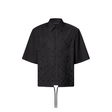 Louis Vuitton Monogram Flowers Embroidered Short-Sleeved Shirt in Black 1AGTPL